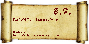 Belák Hasszán névjegykártya